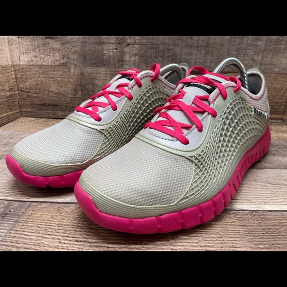 Reebok 023501 114 Low Top Nanoweb ZRated Gray Pink Sneakers Women Sz 10 Preowned - Picture 2 of 11